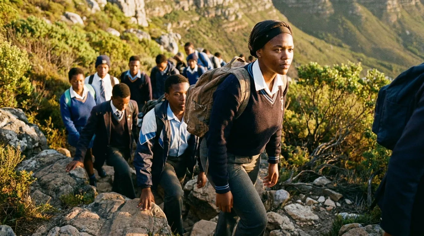 Scholars hiking a mountain trail - courage and resilience
