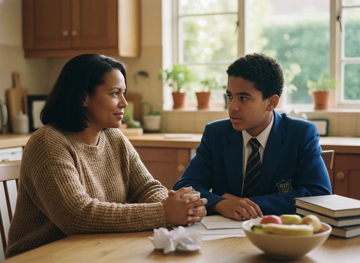 A mother and her teenage son at home - an honest family partnership