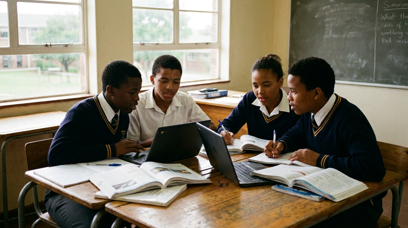 Scholars and a mentor in a working session with documents
