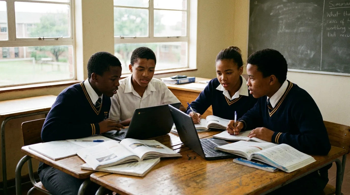 Scholars and a mentor in a working session with documents