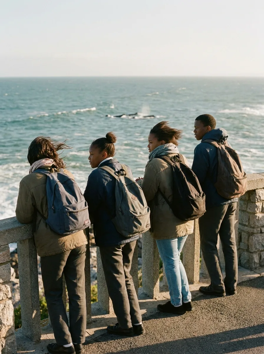 Scholars watching a whale surface off the coast at Hermanus